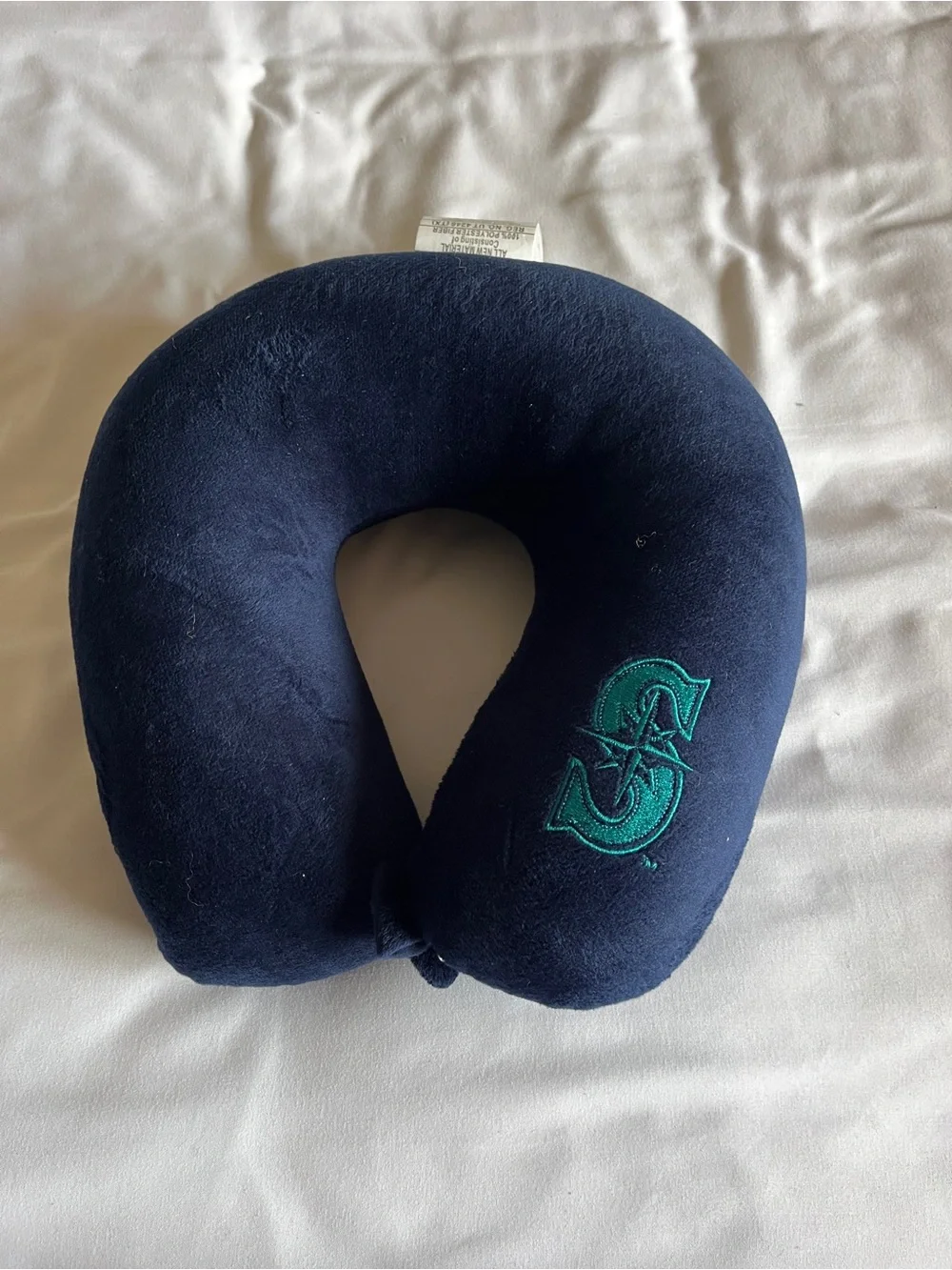 Seattle Mariners Navy Plush Blue Travel Neck Pillow Snap Closure 10